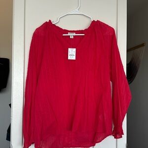 J CREW NEW RED BLOUSE SIZE MEDIUM